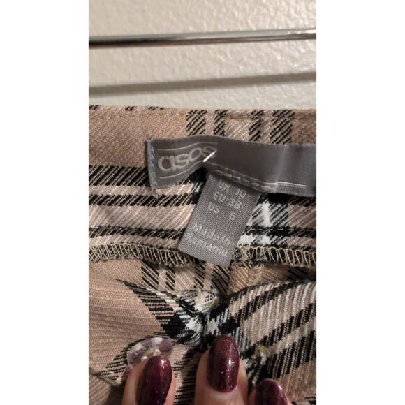 ASOS Plaid Tapered Barrel-Leg Pants Size 6 Excellent Condition - Picture 3 of 4